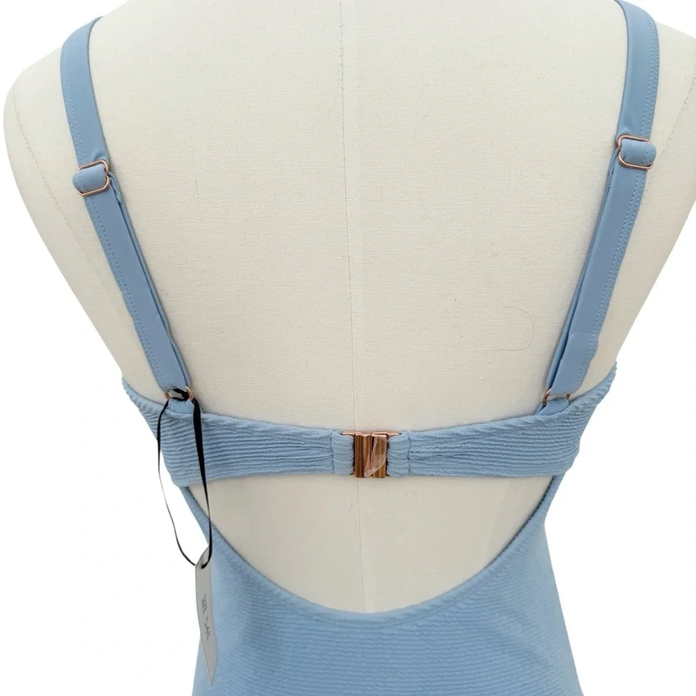 ASOS Ivory Rose Fuller Bust Scrunch Cut Out Swimsuit in Blue Size 34DD NWT